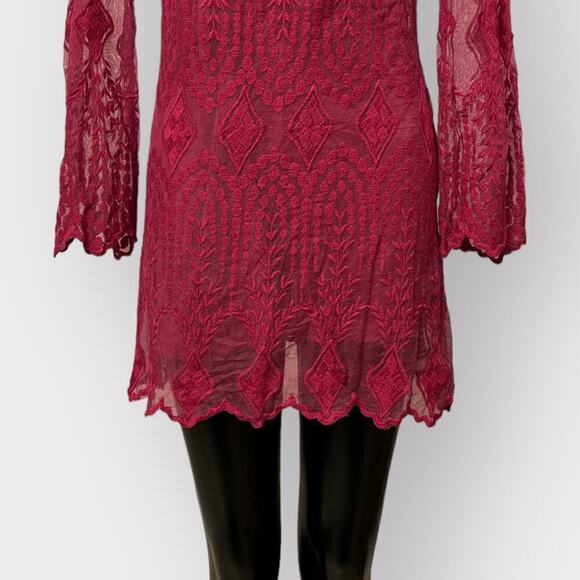 Ecote Red Lace Mini Dress - Picture 3 of 8